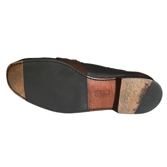Mezlan Slip On Shoes Loafer Woven Dress Sz 11 Brown Black Leather Woven Casual main image 12